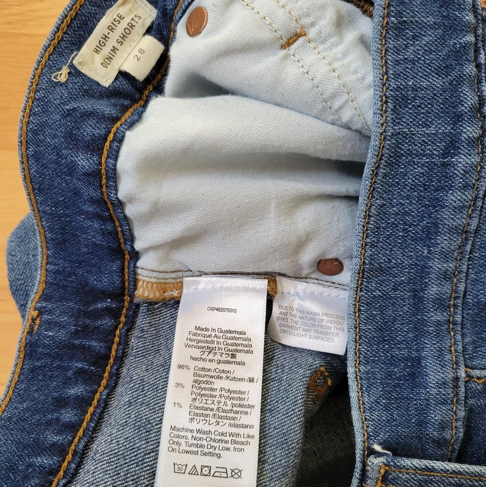 Madewell High Rise Jean Cutt Off Shorts 28 Glenoaks Medium Blue Wash